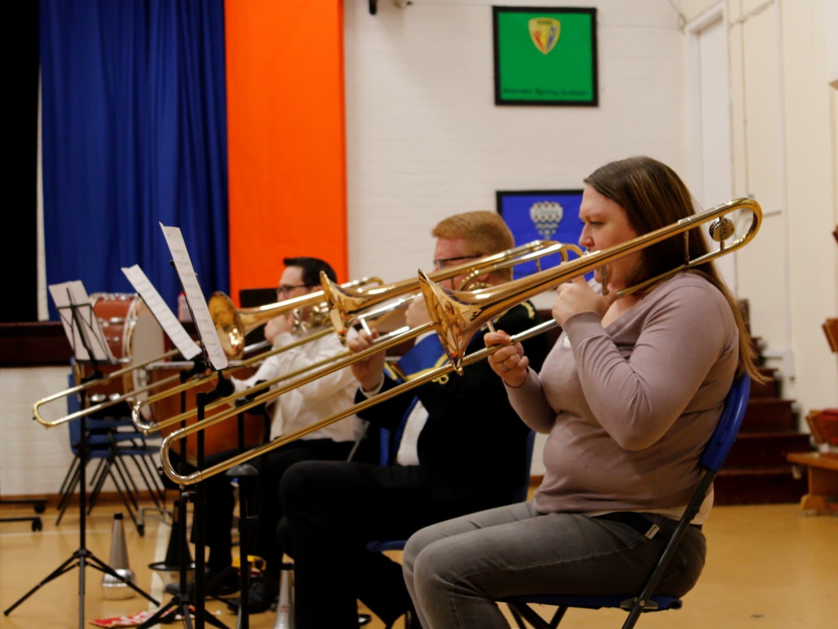 Trombones at Rehearsal for Regionals - March 2022